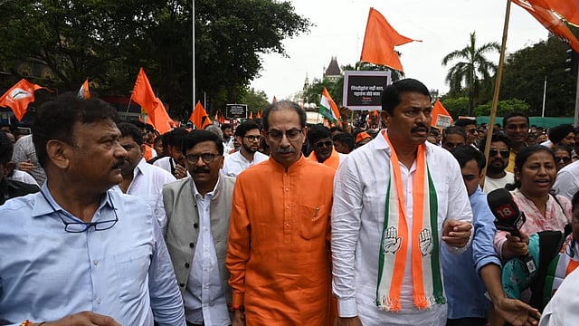 Shivaji Statue Collapse: Opposition Holds ‘Hit With Footwear’ Protest In Mumbai